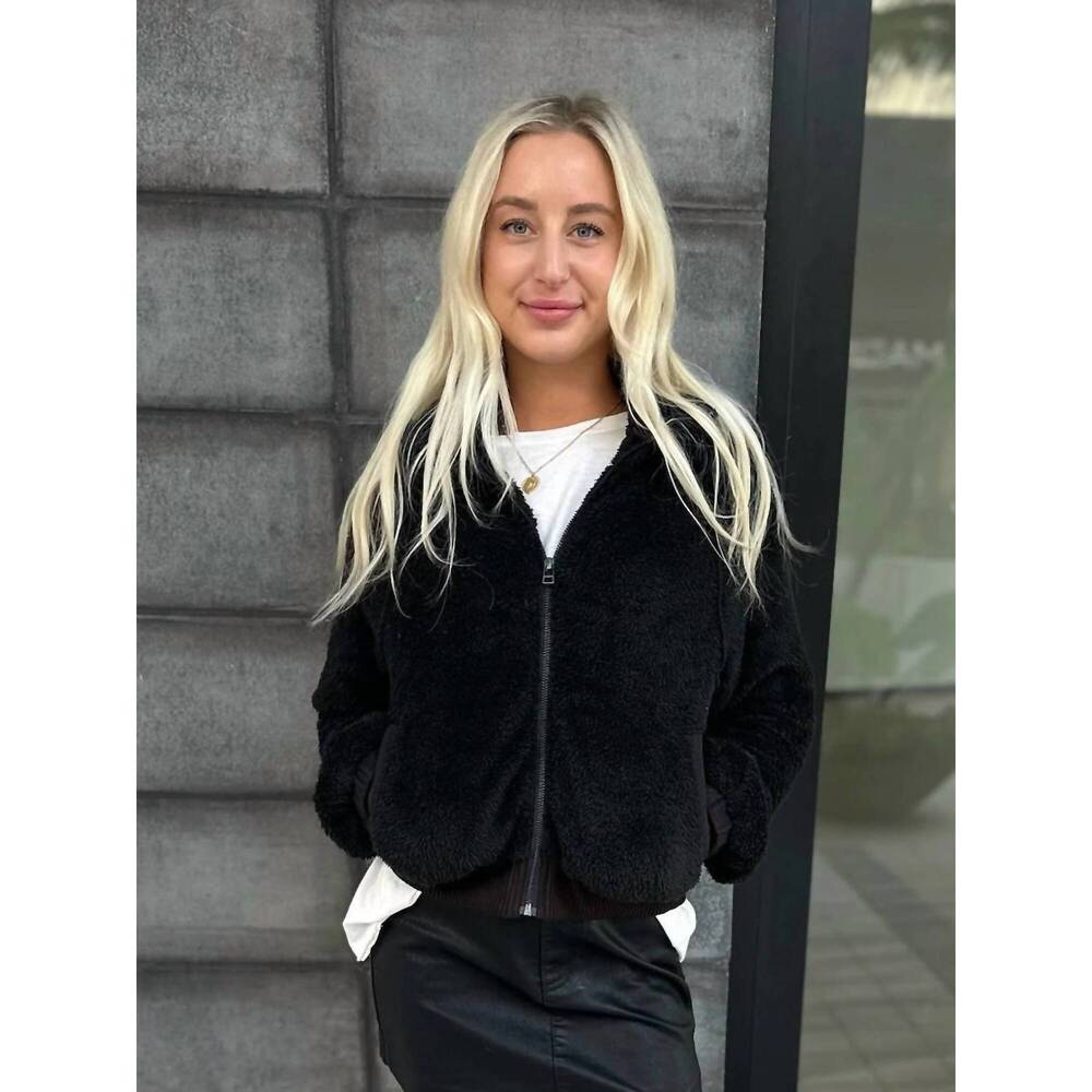 NEW BOBI zip up raglan with pockets jacket in black
